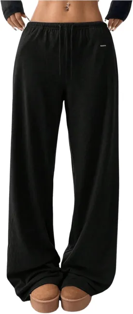 SOLY HUX Women's Drawstring Sweatpants Low Rise Baggy Wide Leg Pants with Pockets