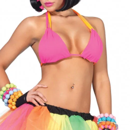 Spandex Reversible Bikini Top - Pink/Orange