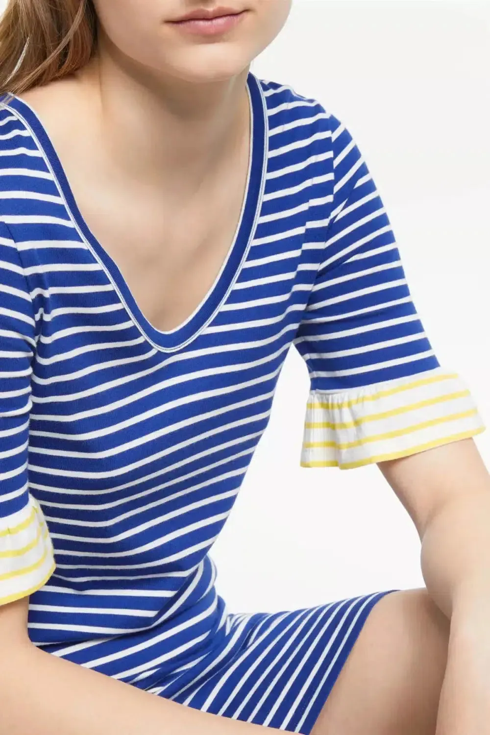Stripe Jersey V Neck Dress