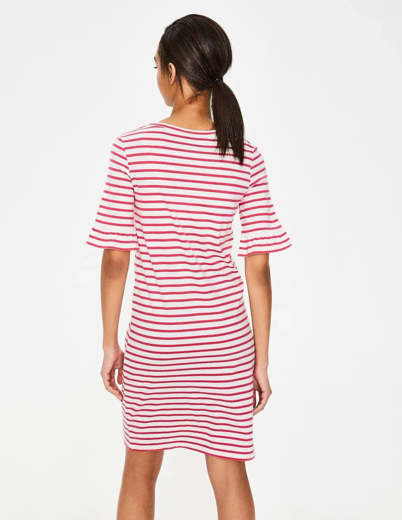 Stripe Jersey V Neck Dress