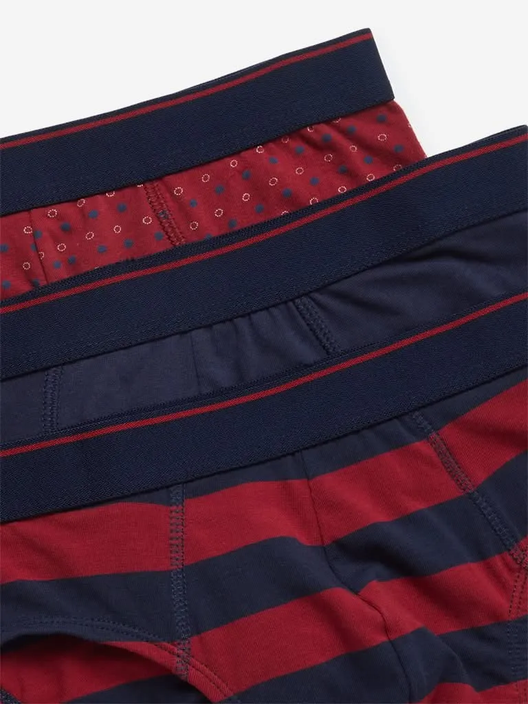 WES Lounge Red Hydro Cool Briefs Pack of Three