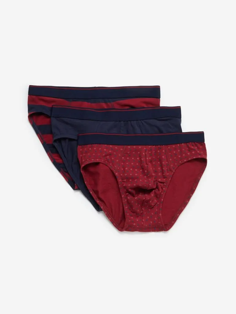 WES Lounge Red Hydro Cool Briefs Pack of Three