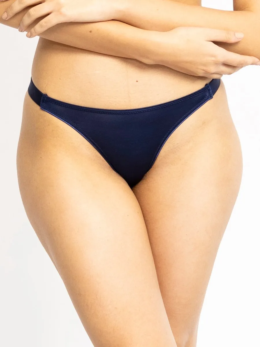 Women Blue Solid Thong Brief