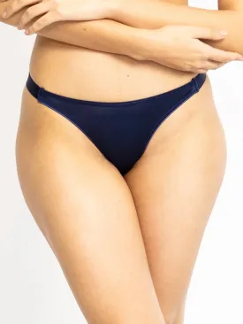 Women Blue Solid Thong Brief