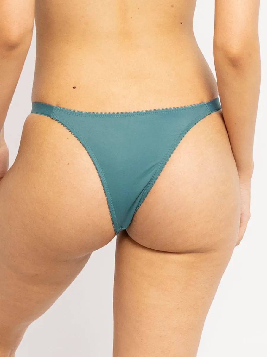 Women Green Lace Thong Brief