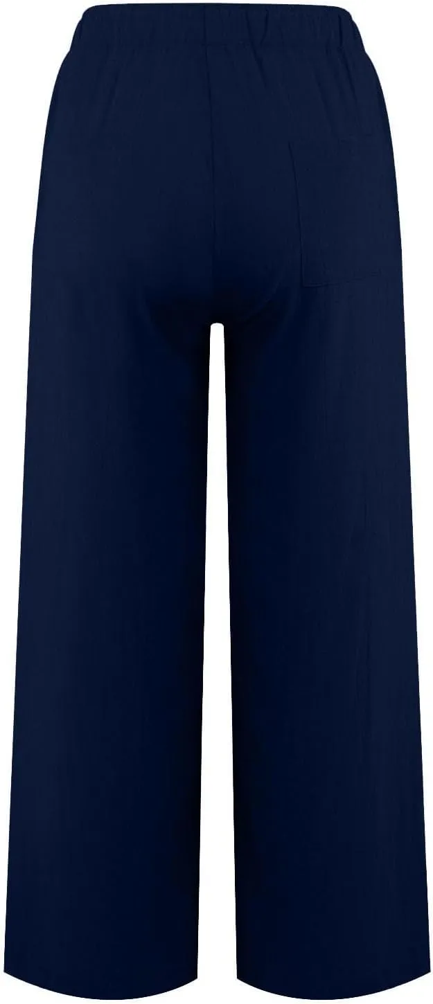 Women Linen Pants Casual High Waist Lightweight Lounge Pants Drawstring Loose Fit Summer Trousers with Pockets