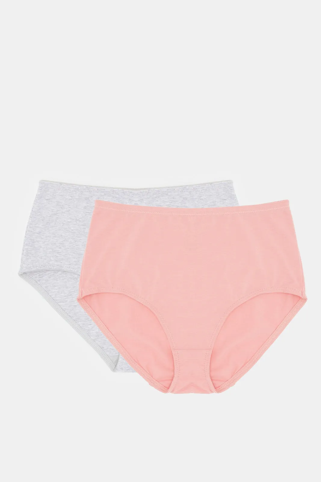 Women Pink And Grey Full Brief Set (Pack of 2)
