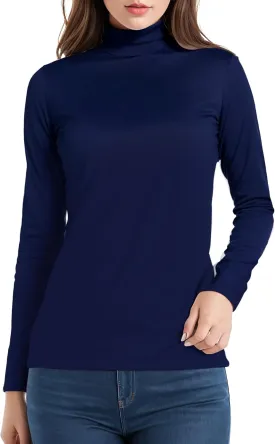 Womens Long Sleeve Turtleneck T-Shirts Mock Neck Underwear Fall Winter Fashion Base Layer Casual Lightweight Soft Tops