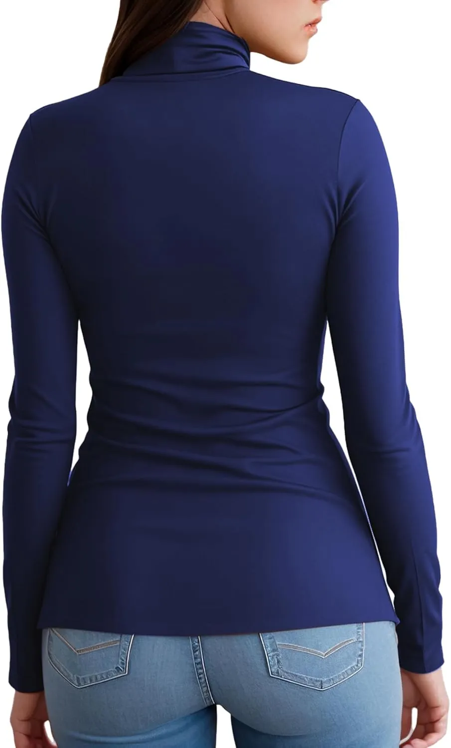 Womens Long Sleeve Turtleneck T-Shirts Mock Neck Underwear Fall Winter Fashion Base Layer Casual Lightweight Soft Tops
