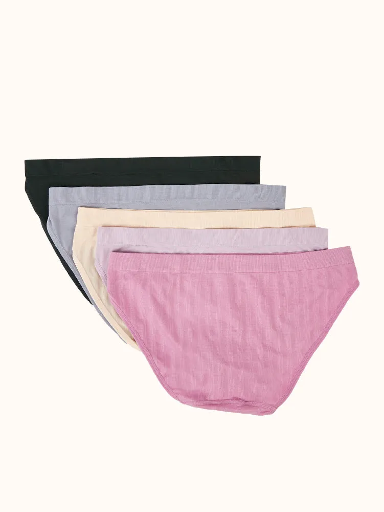Women's Seamless Bikini (5 Pack) - Mauve/Grey Assorted
