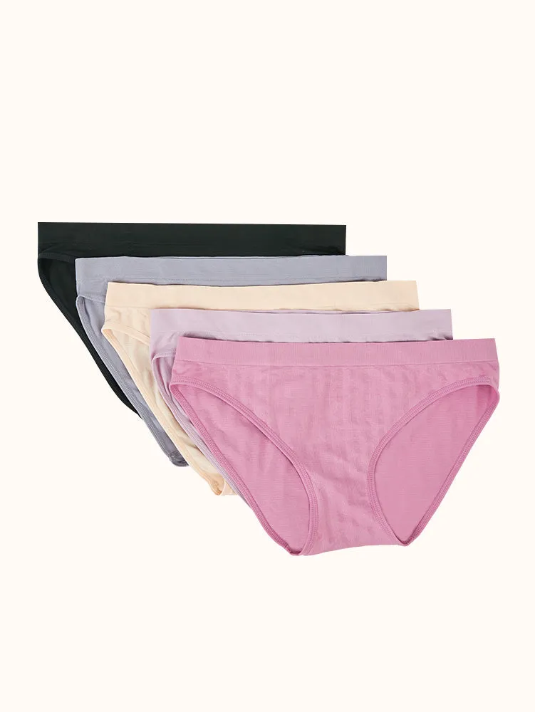 Women's Seamless Bikini (5 Pack) - Mauve/Grey Assorted