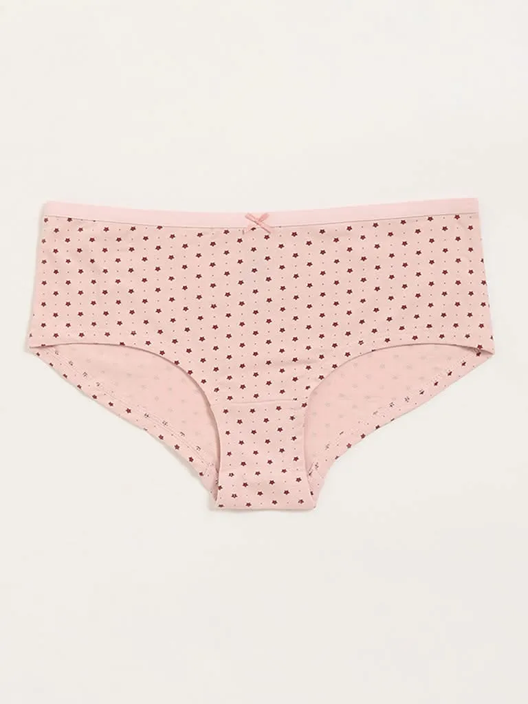 Wunderlove Brown Printed Cotton Blend Briefs - Pack of 3