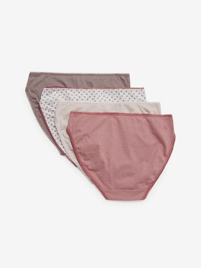 Wunderlove Coral Hi-Leg Briefs Set of Four