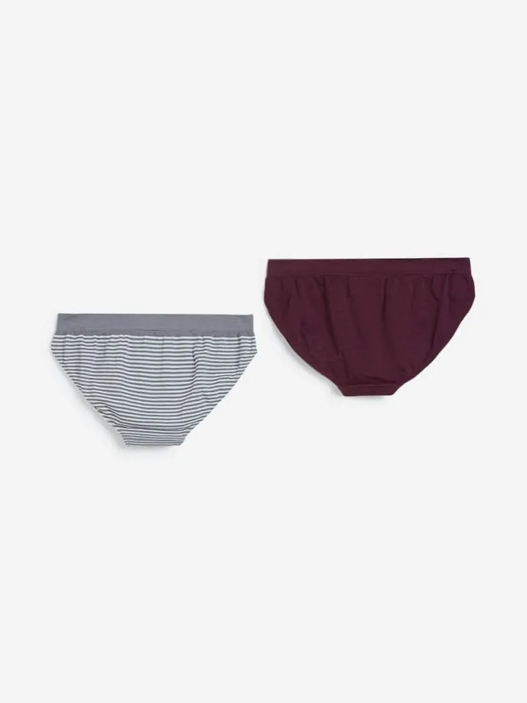 Wunderlove Grey Bikini Briefs Pack of Two
