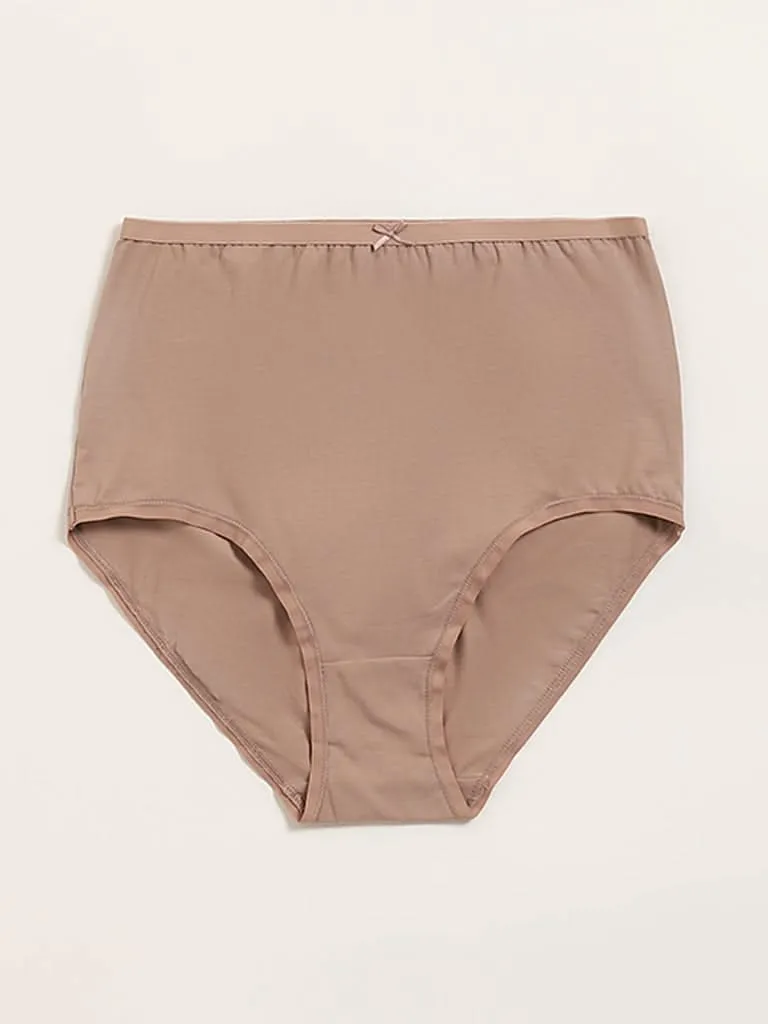 Wunderlove Light Taupe Cotton Blend Full Briefs - Pack of 3