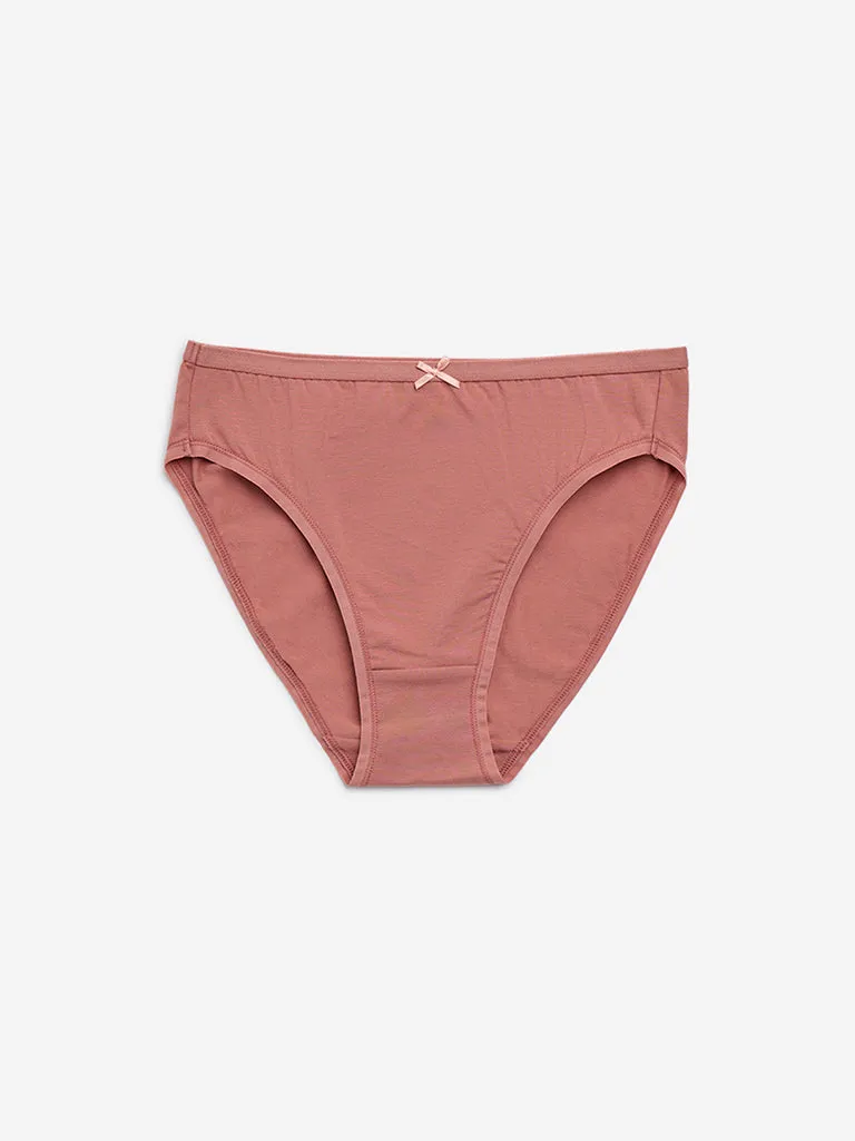 Wunderlove Peach Printed Cotton Blend Briefs - Pack of 3