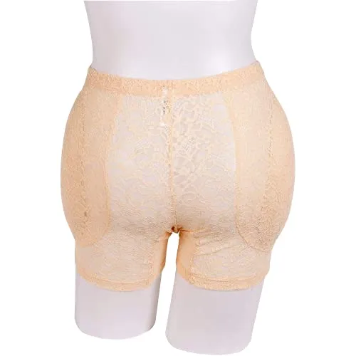ZMASI Translucent Lace Underwear Men’s Hiding Gaff Panty Brief for Crossdresser, Padded Hips Enhancer with Removable Pads (XL) Nude