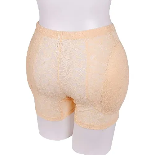 ZMASI Translucent Lace Underwear Men’s Hiding Gaff Panty Brief for Crossdresser, Padded Hips Enhancer with Removable Pads (XL) Nude